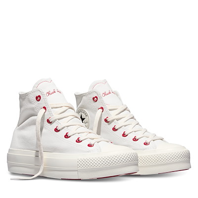 Women's Chuck Taylor Lift Hi Heart Sneakers in Vintage White Alternate View
