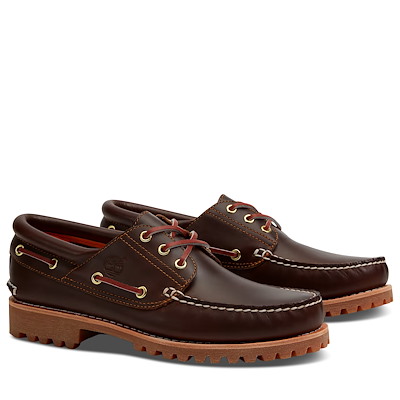 Men's Authentic 3-Eye Boat Shoes in Brown Alternate View