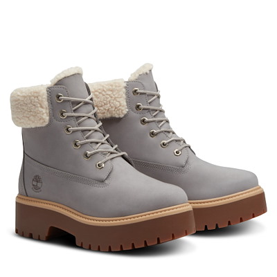 Women's Stone Street Warm-Lined Waterproof Platform Boot in Grey Alternate View